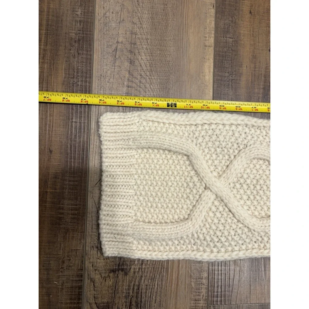 J.Crew Cable Knit Wool Acrylic Alpaca Warm Winter Wear Ivory Scarf 72x8in Women